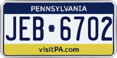PA license plate JEB6702