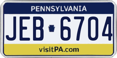 PA license plate JEB6704