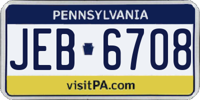 PA license plate JEB6708