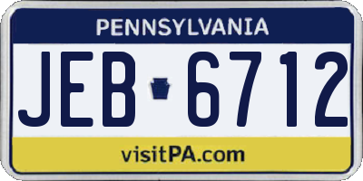 PA license plate JEB6712