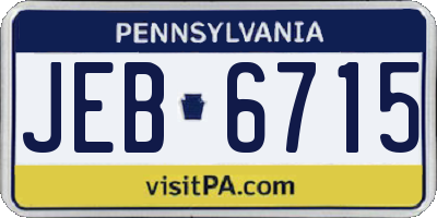 PA license plate JEB6715