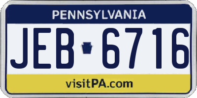 PA license plate JEB6716