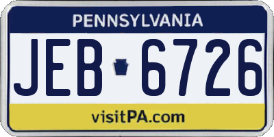 PA license plate JEB6726