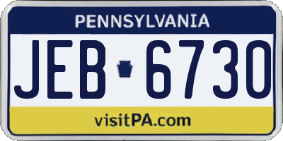 PA license plate JEB6730