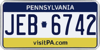 PA license plate JEB6742