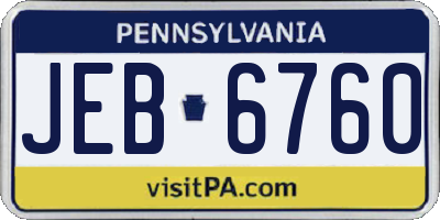 PA license plate JEB6760