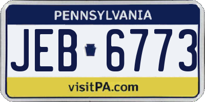 PA license plate JEB6773