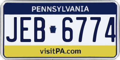 PA license plate JEB6774