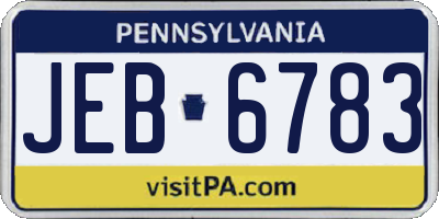 PA license plate JEB6783