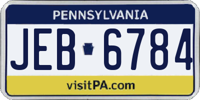 PA license plate JEB6784
