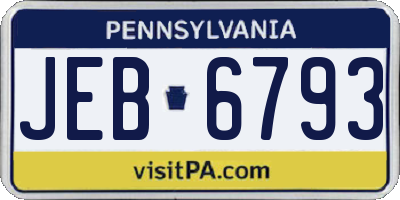 PA license plate JEB6793