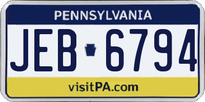 PA license plate JEB6794