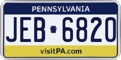 PA license plate JEB6820