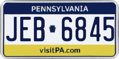 PA license plate JEB6845