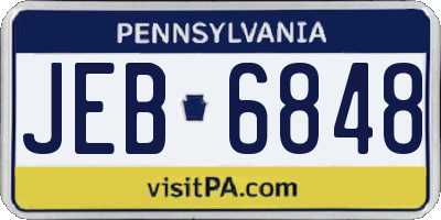 PA license plate JEB6848