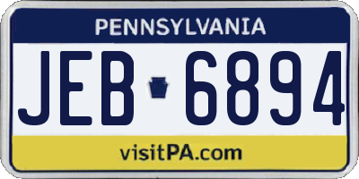 PA license plate JEB6894