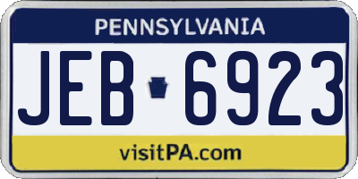 PA license plate JEB6923