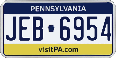 PA license plate JEB6954