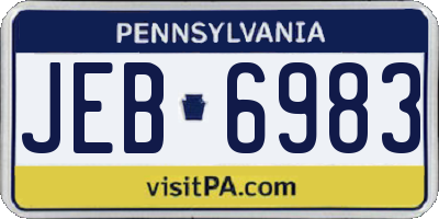 PA license plate JEB6983