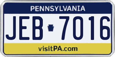 PA license plate JEB7016