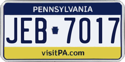 PA license plate JEB7017