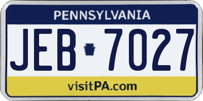 PA license plate JEB7027