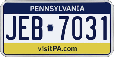 PA license plate JEB7031