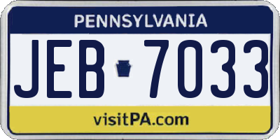PA license plate JEB7033