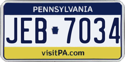 PA license plate JEB7034