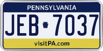 PA license plate JEB7037