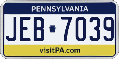 PA license plate JEB7039