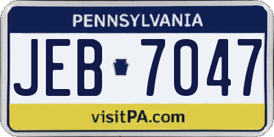PA license plate JEB7047