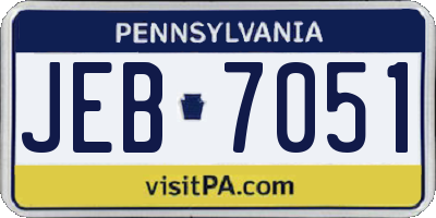 PA license plate JEB7051