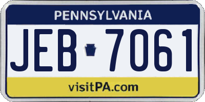PA license plate JEB7061