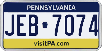 PA license plate JEB7074