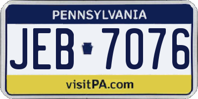 PA license plate JEB7076