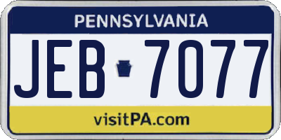 PA license plate JEB7077