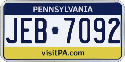 PA license plate JEB7092