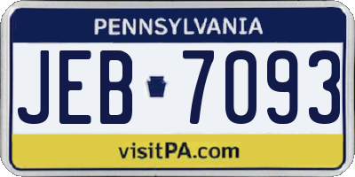 PA license plate JEB7093