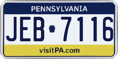 PA license plate JEB7116