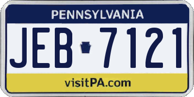 PA license plate JEB7121