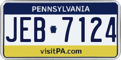 PA license plate JEB7124