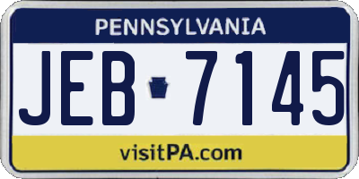 PA license plate JEB7145