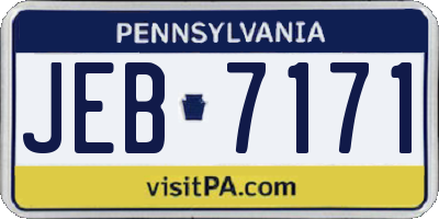 PA license plate JEB7171