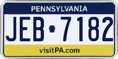 PA license plate JEB7182