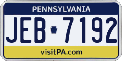 PA license plate JEB7192