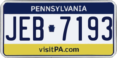PA license plate JEB7193