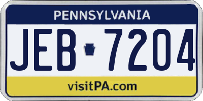 PA license plate JEB7204