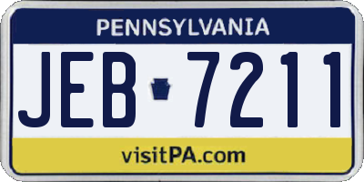 PA license plate JEB7211