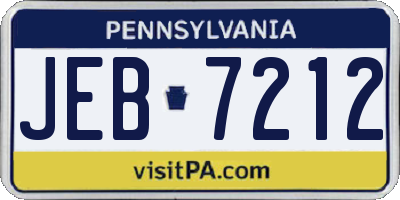 PA license plate JEB7212